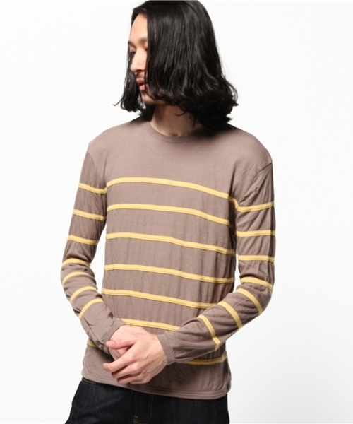dip(ディップ)の「【dip】ディップ/ ボーダーカットソー(Tシャツ/カットソー・メンズ・ベージュ/ライトブルー・SMALL/LARGE/MEDIUM)」の1枚目の写真
