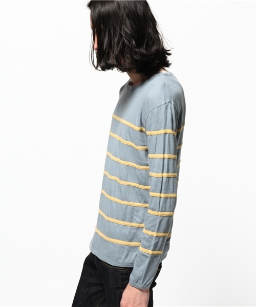 dip(ディップ)の「【dip】ディップ/ ボーダーカットソー(Tシャツ/カットソー・メンズ・ベージュ/ライトブルー・SMALL/LARGE/MEDIUM)」の3枚目の写真