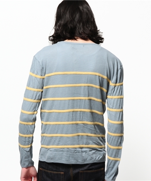 dip(ディップ)の「【dip】ディップ/ ボーダーカットソー(Tシャツ/カットソー・メンズ・ベージュ/ライトブルー・SMALL/LARGE/MEDIUM)」の4枚目の写真