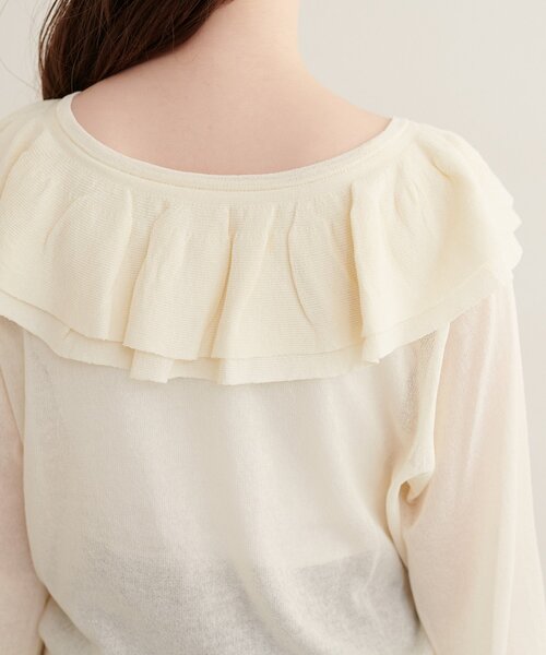 natural couture(ナチュラルクチュール)の「フリルカラーカーディガン(カーディガン/ボレロ・レディース・アイボリー/ブラック/ボルドー/グレイッシュベージュ/ブラウン・FREE)」の13枚目の写真