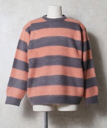 ［UNIVERD72/ユニバード］MOHAIR TOUCH C/N BORDER SWEATER / モヘアタッチ 起毛 クルーネック ボーダーニット / グランジ ロック ニット
