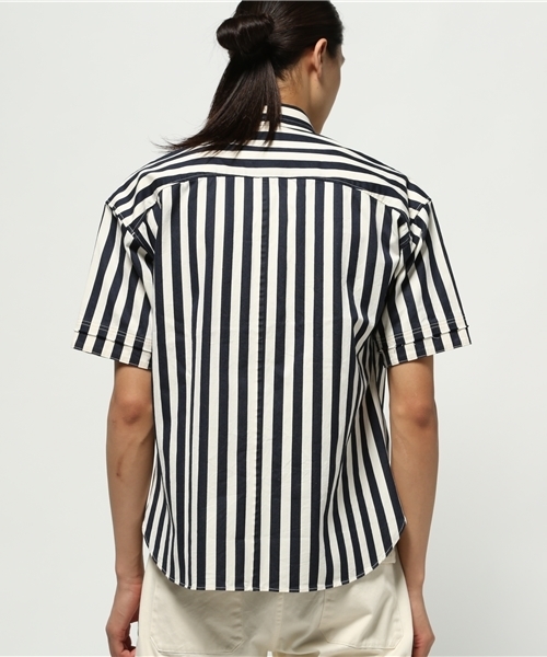 KICS DOCUMENT.（キクス ドキュメント）の「コットンストライプ スナップボタン 半袖シャツ（シャツ/ブラウス・メンズ・Navy・4）」の3枚目の写真