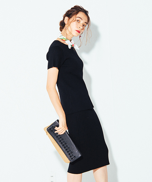 LAYMEE（レイミー）の「Citra knit skirt / シトラニットスカート（スカート・レディース・杢グレー/ブルー/ホワイト/ブラック・FREE）」の14枚目の写真