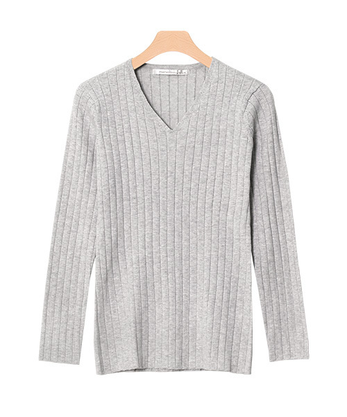 Pierrot（ピエロ）の「●UVカット＆お家で洗えるVネック長袖ウォッシャブルリブニット（ニット/セーター・レディース・ベージュ/グリーン系その他/ネイビー/ライトブルー/ピンク系その他/オフホワイト/ブラウン/ワインレッド/グレー/杢グレー/ブラック/ブルー系その他/マスタード/キャメル/ブルー/バーガンディー/ピンク系その他2/ピンク/ライトベージュ/ピンク系その他4/イエロー/パープル/グリーン/モカ/ピンク系その他3/シルバーグレー/ブルー系その他2/パープル系その他/ミント/ブルー系その他3/ピンク系その他5/ブラウン系その他2/ブルー系その他4/ブラウン系その他/ブラック系その他/グレー系その他・L/M/LL）」の7枚目の写真