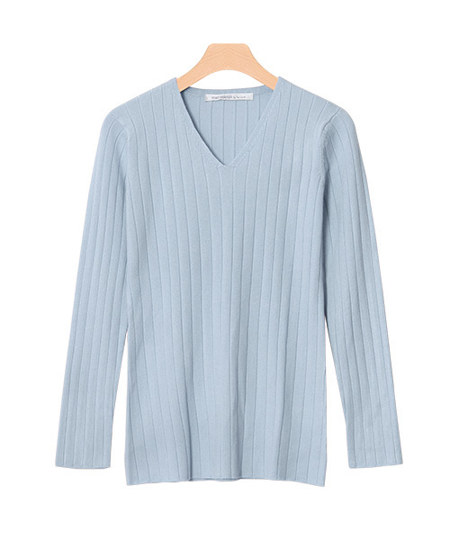 Pierrot（ピエロ）の「●UVカット＆お家で洗えるVネック長袖ウォッシャブルリブニット（ニット/セーター・レディース・ベージュ/グリーン系その他/ネイビー/ライトブルー/ピンク系その他/オフホワイト/ブラウン/ワインレッド/グレー/杢グレー/ブラック/ブルー系その他/マスタード/キャメル/ブルー/バーガンディー/ピンク系その他2/ピンク/ライトベージュ/ピンク系その他4/イエロー/パープル/グリーン/モカ/ピンク系その他3/シルバーグレー/ブルー系その他2/パープル系その他/ミント/ブルー系その他3/ピンク系その他5/ブラウン系その他2/ブルー系その他4/ブラウン系その他/ブラック系その他/グレー系その他・L/M/LL）」の18枚目の写真