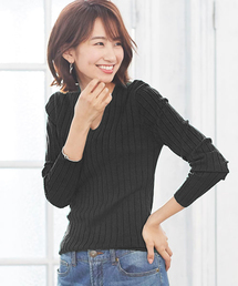 Pierrot | UVカット＆お家で洗えるVネック長袖ウォッシャブルリブニット(ニット/セーター)