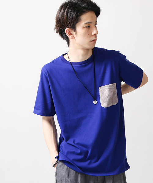 WEGO(ウィゴー)の「WEGO/パイルジャガードポケットTシャツ(Tシャツ/カットソー・メンズ・ホワイト/ロイヤルブルー/イエロー/サックスブルー・LARGE/MEDIUM)」の4枚目の写真
