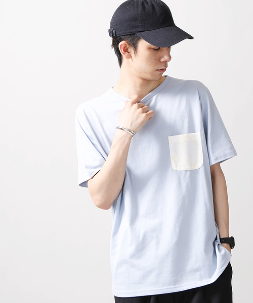 WEGO(ウィゴー)の「WEGO/パイルジャガードポケットTシャツ(Tシャツ/カットソー・メンズ・ホワイト/ロイヤルブルー/イエロー/サックスブルー・LARGE/MEDIUM)」の3枚目の写真