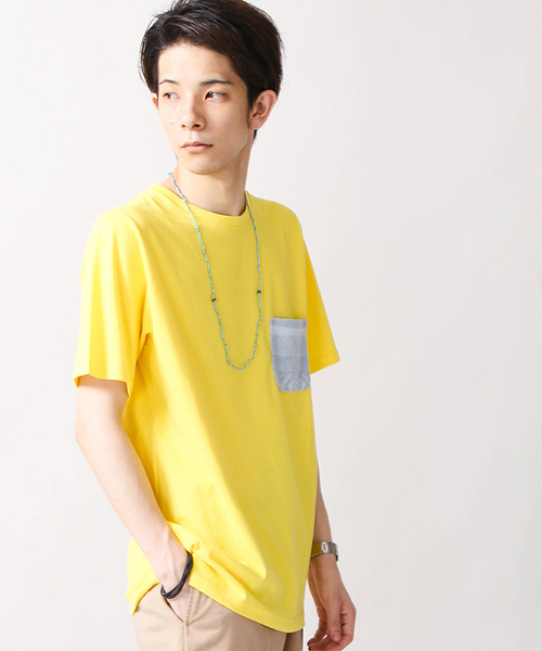 WEGO(ウィゴー)の「WEGO/パイルジャガードポケットTシャツ(Tシャツ/カットソー・メンズ・ホワイト/ロイヤルブルー/イエロー/サックスブルー・LARGE/MEDIUM)」の1枚目の写真