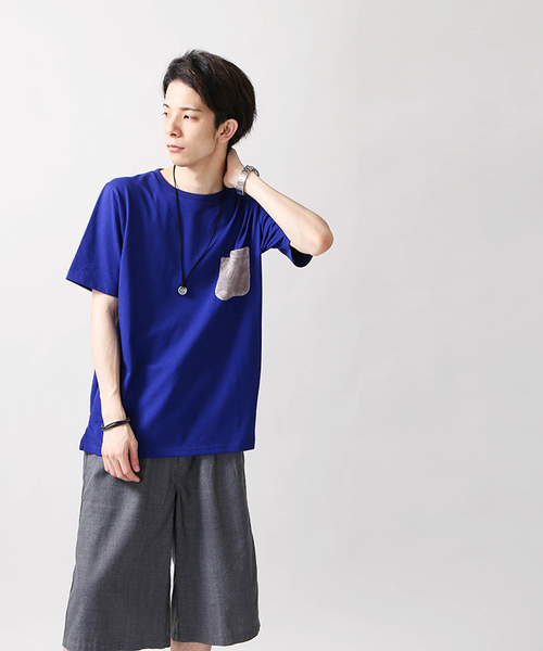 WEGO(ウィゴー)の「WEGO/パイルジャガードポケットTシャツ(Tシャツ/カットソー・メンズ・ホワイト/ロイヤルブルー/イエロー/サックスブルー・LARGE/MEDIUM)」の8枚目の写真