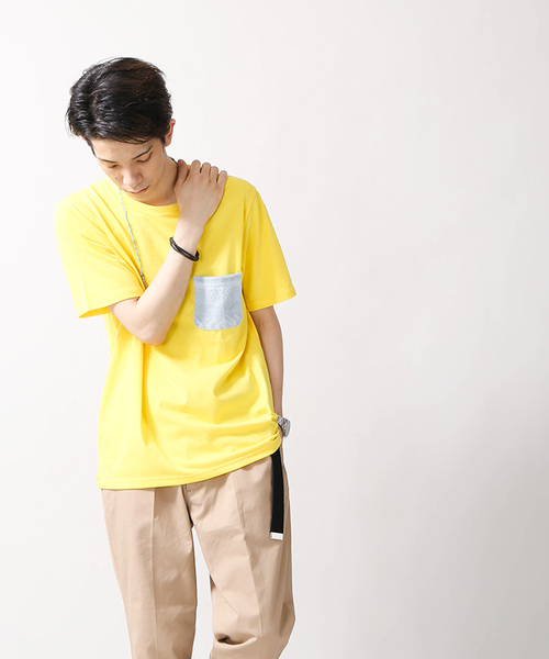 WEGO(ウィゴー)の「WEGO/パイルジャガードポケットTシャツ(Tシャツ/カットソー・メンズ・ホワイト/ロイヤルブルー/イエロー/サックスブルー・LARGE/MEDIUM)」の10枚目の写真