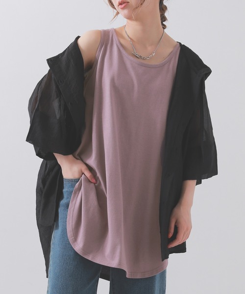 n'OrLABEL（ノアールレーベル）の「『着回しシンプルシャツ型タンクトップ』（タンクトップ・レディース・グレー/杢グレー/ブルー/ブラック/ベージュ/ネイビー/ホワイト/グリーン/レッド/ブルー系その他/ピンク/カーキ/モカ/スモークピンク/チャコールグレー/マスタード/グレイッシュブルー/ピンク系その他/ダークグレー/グレイッシュベージュ/ラベンダー/ブルーグリーン・2/1）」の17枚目の写真