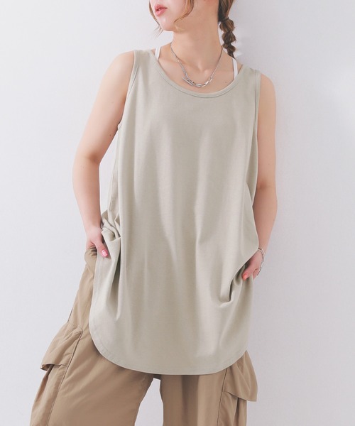 n'OrLABEL（ノアールレーベル）の「『着回しシンプルシャツ型タンクトップ』（タンクトップ・レディース・グレー/杢グレー/ブルー/ブラック/ベージュ/ネイビー/ホワイト/グリーン/レッド/ブルー系その他/ピンク/カーキ/モカ/スモークピンク/チャコールグレー/マスタード/グレイッシュブルー/ピンク系その他/ダークグレー/グレイッシュベージュ/ラベンダー/ブルーグリーン・2/1）」の9枚目の写真