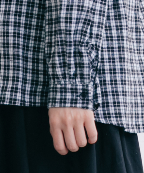 MERLOT（メルロー）の「チェック柄チャイナボタンコットンネルシャツブラウス2340（シャツ/ブラウス・レディース・ブラック/グリーン/レッド・FREE）」の9枚目の写真