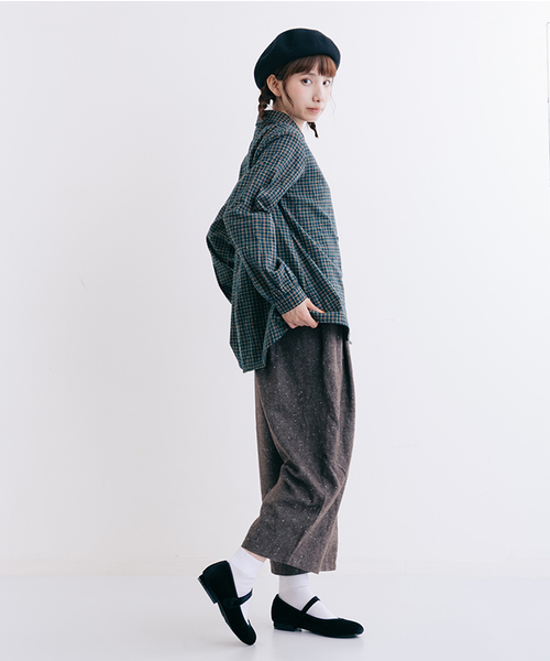 MERLOT（メルロー）の「チェック柄チャイナボタンコットンネルシャツブラウス2340（シャツ/ブラウス・レディース・ブラック/グリーン/レッド・FREE）」の13枚目の写真