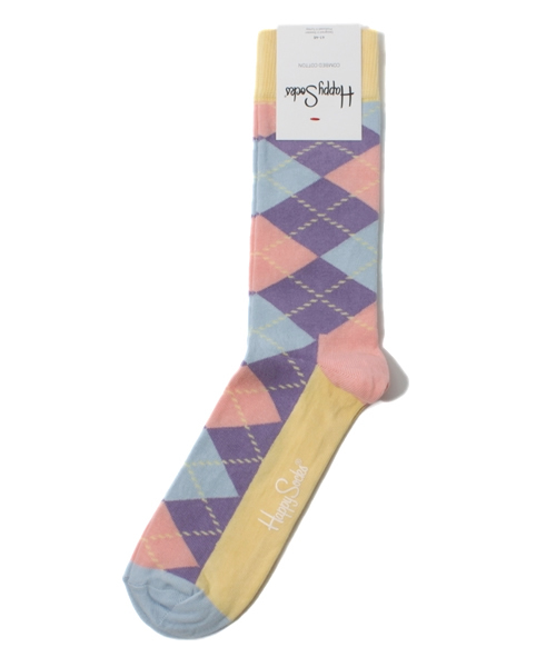 Happy Socks（ハッピーソックス）の「Happy Socks/ARGYLE（ソックス/靴下・メンズ・ブラック/グリーン/ブルー/ピンク・FREE）」の4枚目の写真