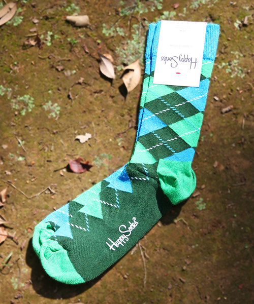 Happy Socks（ハッピーソックス）の「Happy Socks/ARGYLE（ソックス/靴下・メンズ・ブラック/グリーン/ブルー/ピンク・FREE）」の3枚目の写真
