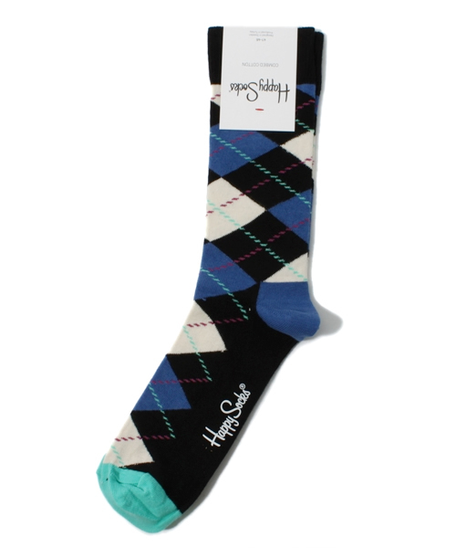 Happy Socks（ハッピーソックス）の「Happy Socks/ARGYLE（ソックス/靴下・メンズ・ブラック/グリーン/ブルー/ピンク・FREE）」の2枚目の写真