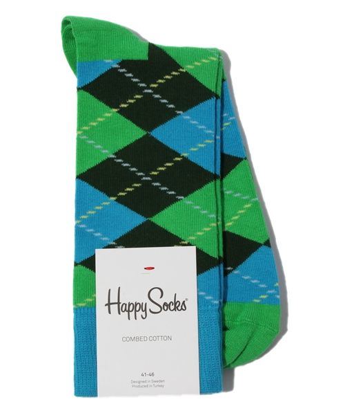 Happy Socks（ハッピーソックス）の「Happy Socks/ARGYLE（ソックス/靴下・メンズ・ブラック/グリーン/ブルー/ピンク・FREE）」の5枚目の写真