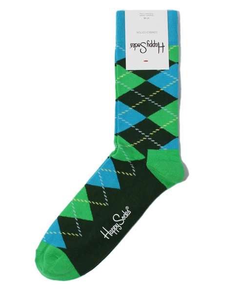 Happy Socks（ハッピーソックス）の「Happy Socks/ARGYLE（ソックス/靴下・メンズ・ブラック/グリーン/ブルー/ピンク・FREE）」の6枚目の写真