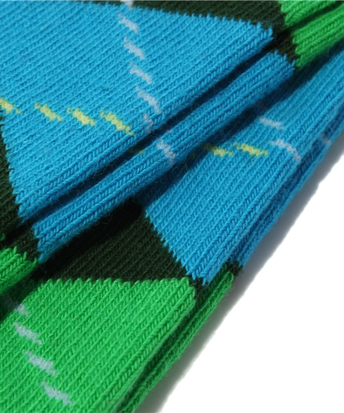 Happy Socks（ハッピーソックス）の「Happy Socks/ARGYLE（ソックス/靴下・メンズ・ブラック/グリーン/ブルー/ピンク・FREE）」の8枚目の写真
