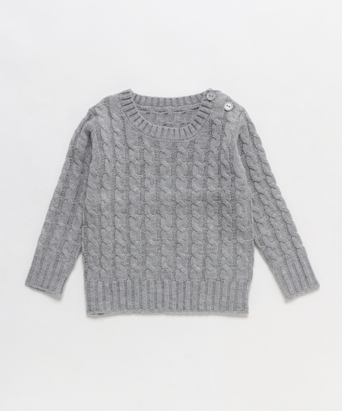 KOBE LETTUCE（コウベレタス）の「★キッズ★暖かほっこりケーブル編みニットトップス/セーター/男女兼用/ユニセックス/KIDS[X358]神戸レタス（ニット/セーター・キッズ・アイボリー/ブラック/ネイビー/ピンク/グレー・110/100/120/90）」の7枚目の写真