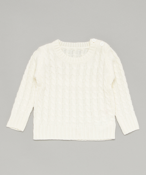 KOBE LETTUCE（コウベレタス）の「★キッズ★暖かほっこりケーブル編みニットトップス/セーター/男女兼用/ユニセックス/KIDS[X358]神戸レタス（ニット/セーター・キッズ・アイボリー/ブラック/ネイビー/ピンク/グレー・110/100/120/90）」の2枚目の写真