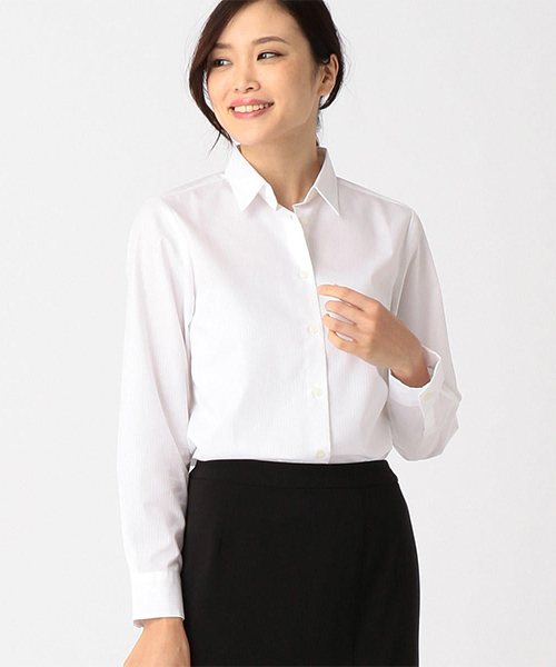 COMME CA ISM(コムサイズム)の「ドビー織りのホワイトシャツ(シャツ/ブラウス・レディース・ホワイト・SMALL/MEDIUM/LARGE)」の1枚目の写真