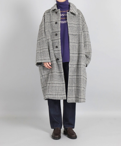 Honnete（オネット）の「[ Honnet ] ラウンドカラーチェックコート