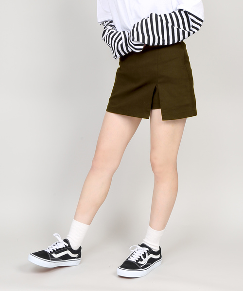 DING（ディング）の「DING/スリットミニスカパン（スカート・レディース・ブラック/カーキ・FREE）」の2枚目の写真