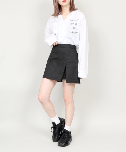 DING（ディング）の「DING/スリットミニスカパン（スカート・レディース・ブラック/カーキ・FREE）」の4枚目の写真