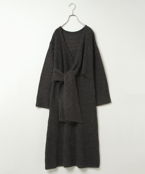 VENCEEXCHANGE(ヴァンスエクスチェンジ)の「カシュクールニットワンピース(ワンピース・レディース・ダークグリーン/ブラウン/ボルドー・MEDIUM)」の2枚目の写真