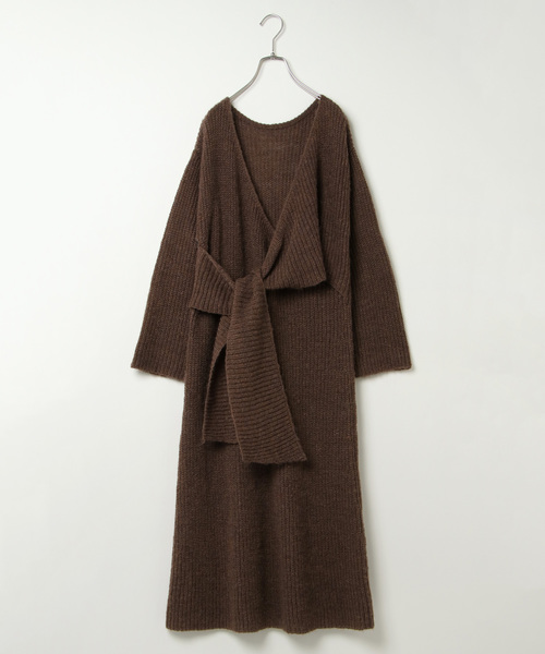 VENCEEXCHANGE(ヴァンスエクスチェンジ)の「カシュクールニットワンピース(ワンピース・レディース・ダークグリーン/ブラウン/ボルドー・MEDIUM)」の12枚目の写真