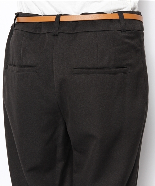 NANO universe(ナノユニバース)の「ベルト付き2タックパンツ(スラックス・レディース・ベージュ/ブラック・36/38)」の6枚目の写真