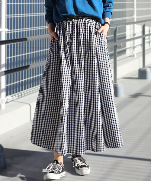 AMERICAN HOLIC（アメリカンホリック）の「ロングギャザースカート（スカート・レディース・イエロー系その他3/その他16/ブルー系その他4/その他15/チェック・FREE）」の5枚目の写真