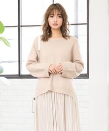 ふんわりタッチ前後Vネックニットトップス