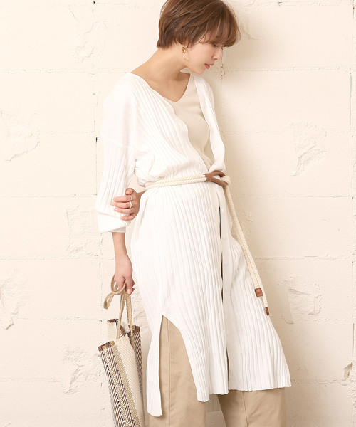 coca（coca）（コカ）の「前後2wayリブニットロングカーディガン（カーディガン/ボレロ・レディース・ホワイト/ベージュ/ブラウン・ONE SIZE）」の9枚目の写真