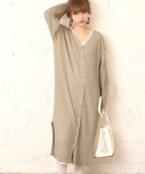 coca（coca）（コカ）の「前後2wayリブニットロングカーディガン（カーディガン/ボレロ・レディース・ホワイト/ベージュ/ブラウン・ONE SIZE）」の14枚目の写真