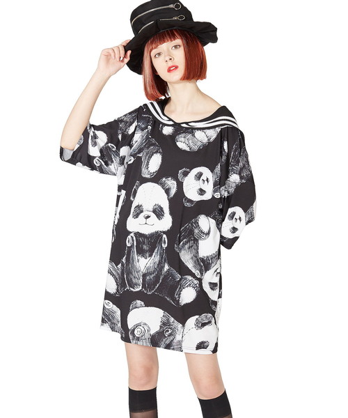 ankoROCK(アンコロック)の「ビッグヌイグルミパンダラインセーラーTシャツ -メガビッグ-(Tシャツ/カットソー・メンズ・A・ONE SIZE)」の6枚目の写真