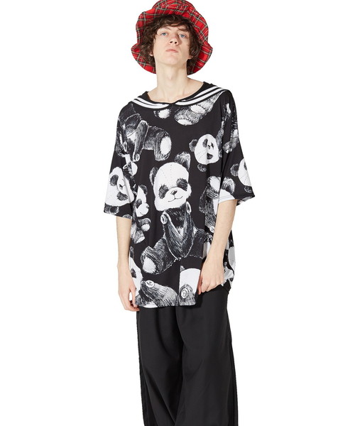 ankoROCK(アンコロック)の「ビッグヌイグルミパンダラインセーラーTシャツ -メガビッグ-(Tシャツ/カットソー・メンズ・A・ONE SIZE)」の4枚目の写真