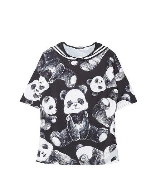 ankoROCK(アンコロック)の「ビッグヌイグルミパンダラインセーラーTシャツ -メガビッグ-(Tシャツ/カットソー・メンズ・A・ONE SIZE)」の2枚目の写真