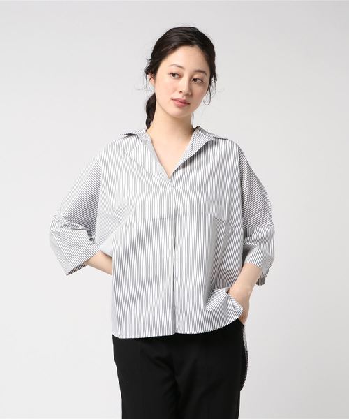 B.I.D.（ビーアイディー）の「BID / Volume Dolman Shirts（シャツ/ブラウス・レディース・ブルー系その他/カーキ/ホワイト×ブラック/ブラック/オフホワイト・FREE）」の9枚目の写真