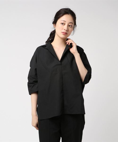 B.I.D.（ビーアイディー）の「BID / Volume Dolman Shirts（シャツ/ブラウス・レディース・ブルー系その他/カーキ/ホワイト×ブラック/ブラック/オフホワイト・FREE）」の10枚目の写真