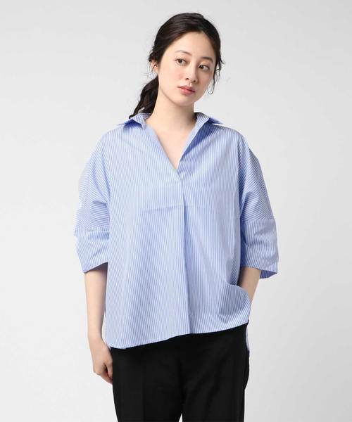 B.I.D.（ビーアイディー）の「BID / Volume Dolman Shirts（シャツ/ブラウス・レディース・ブルー系その他/カーキ/ホワイト×ブラック/ブラック/オフホワイト・FREE）」の12枚目の写真