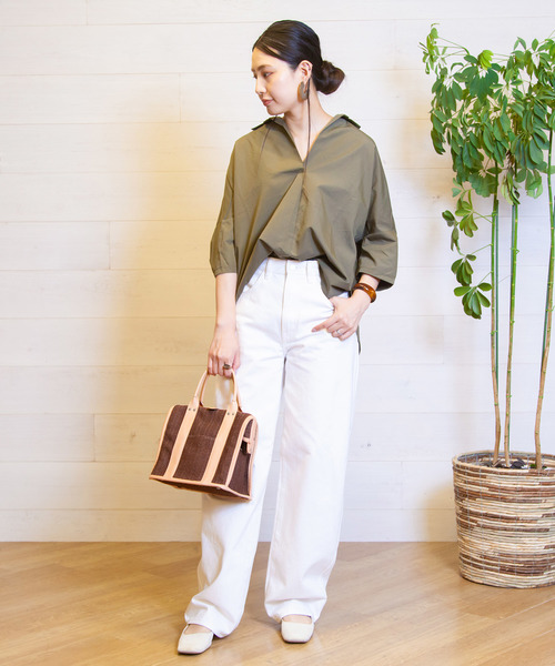 B.I.D.（ビーアイディー）の「BID / Volume Dolman Shirts（シャツ/ブラウス・レディース・ブルー系その他/カーキ/ホワイト×ブラック/ブラック/オフホワイト・FREE）」の21枚目の写真