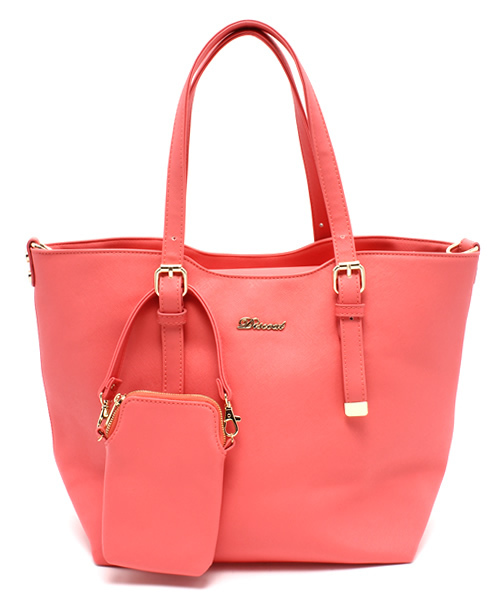 DISCOAT（ディスコート）の「【Discoat】ポーチ付2WAYトート（トートバッグ・レディース・アイボリー/ベージュ/ブラック/ピンク・ﾌﾘ-）」の2枚目の写真