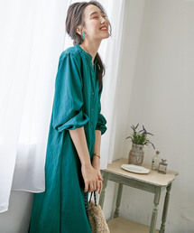 BELLUNA | スタンド衿ロングシャツワンピース(その他アウター)