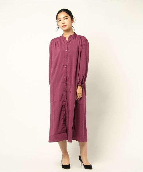 BELLUNA（ベルーナ）の「スタンド衿ロングシャツワンピース（その他アウター・レディース・パープル/ネイビー/カーキ/ターコイズブルー・MEDIUM/LARGE/X-LARGE/XXXX-LARGE/XXX-LARGE/XX-LARGE）」の10枚目の写真