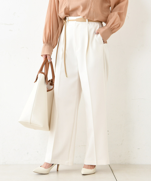 DouDou（ドゥドゥ）の「ウールライクセンプレパンツ（その他パンツ・レディース・オフホワイト/ブラウン/ベージュ/ミント・36/37/38）」の2枚目の写真