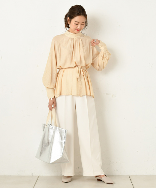 DouDou（ドゥドゥ）の「ウールライクセンプレパンツ（その他パンツ・レディース・オフホワイト/ブラウン/ベージュ/ミント・36/37/38）」の5枚目の写真